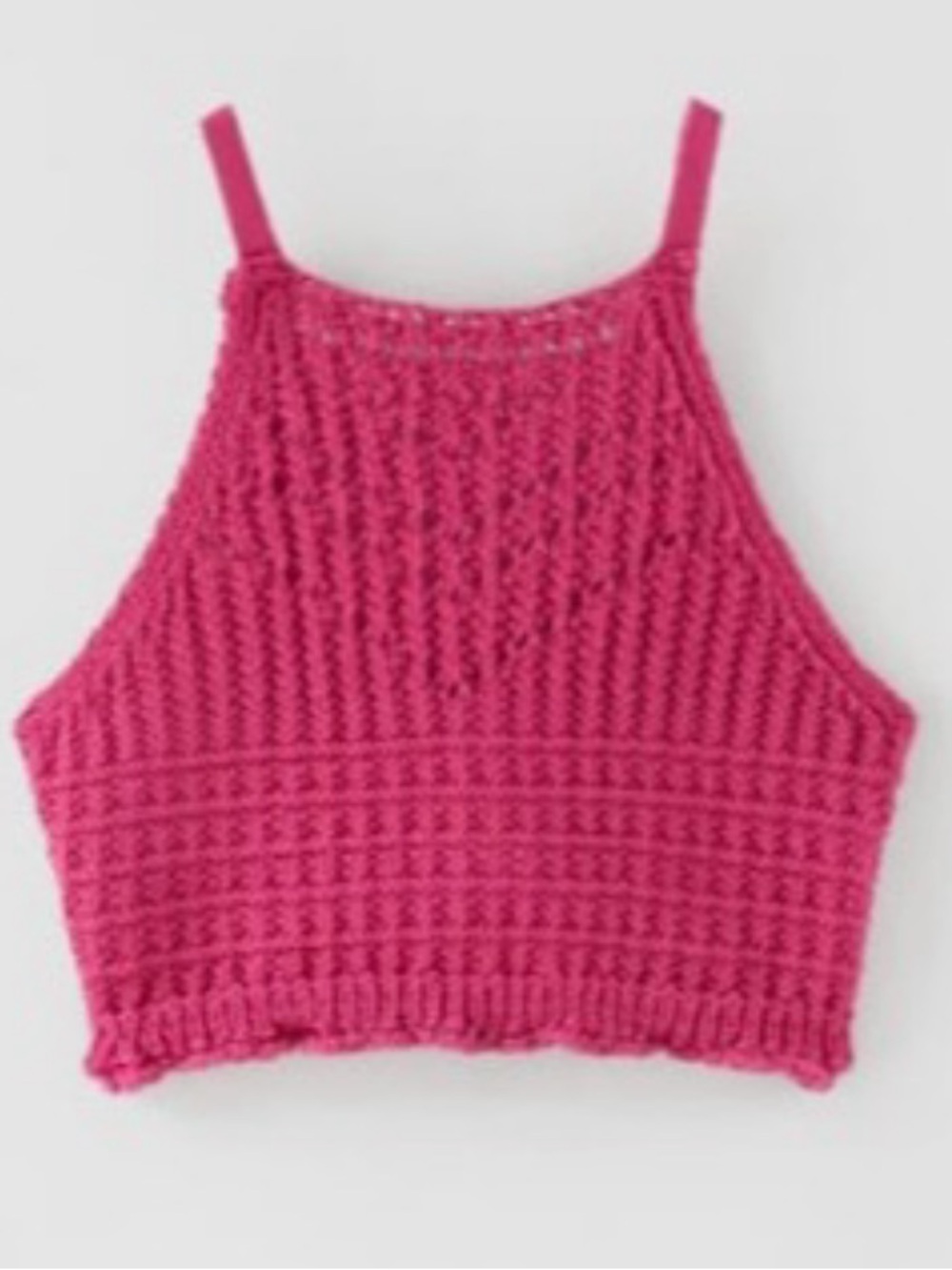 Zara Deep Pink Crochet Cropped Tank Top Sz 8